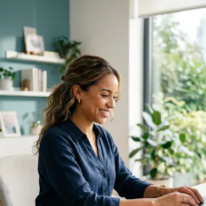 Freelancerin am Laptop