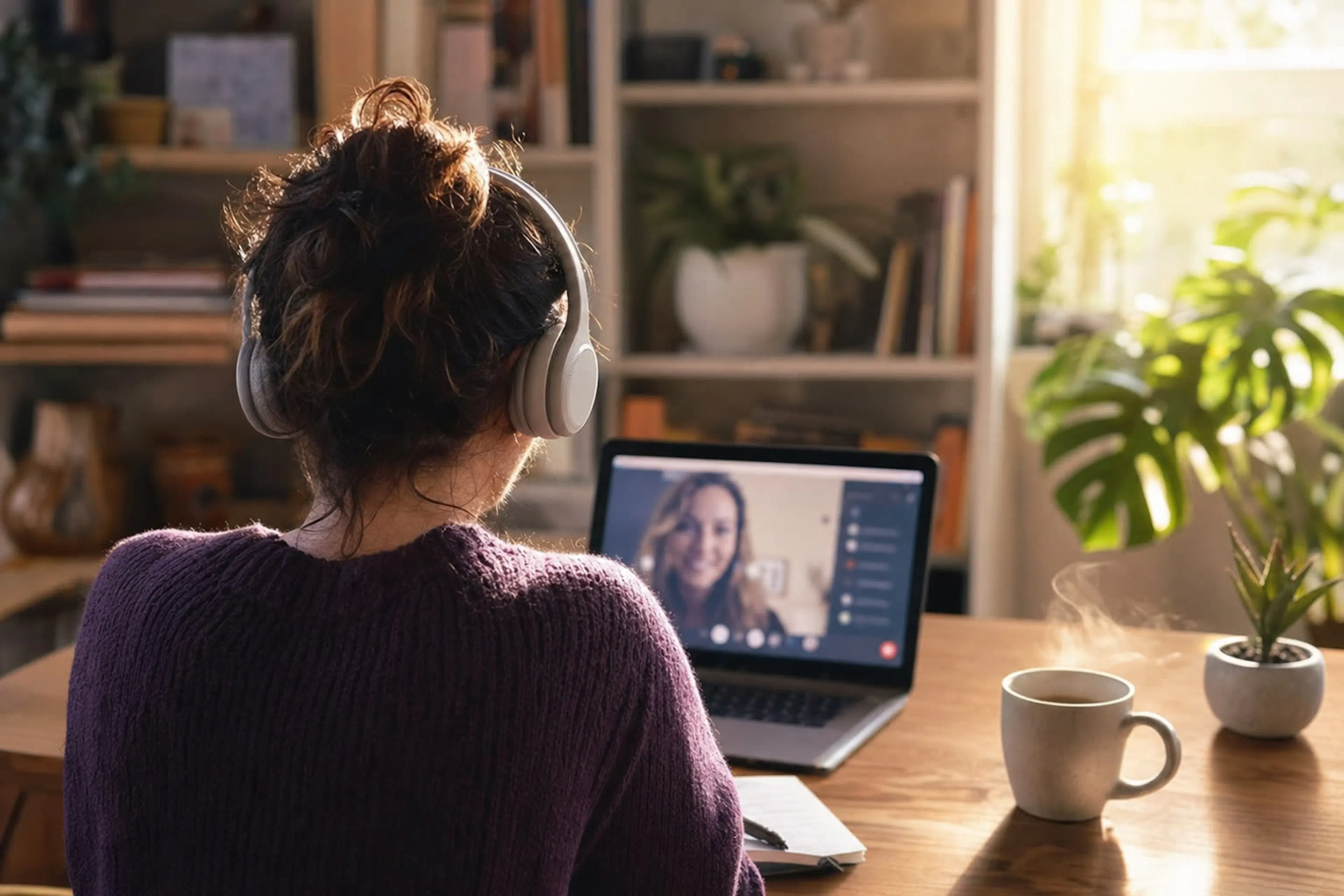 Talent mit Headset im freundlichen Video-Call – persönliches Onboarding-Gespräch mit yoummday